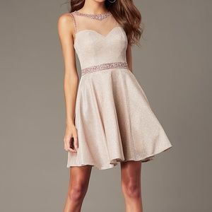 Metallic-Knit Short Dress in Blush Pink